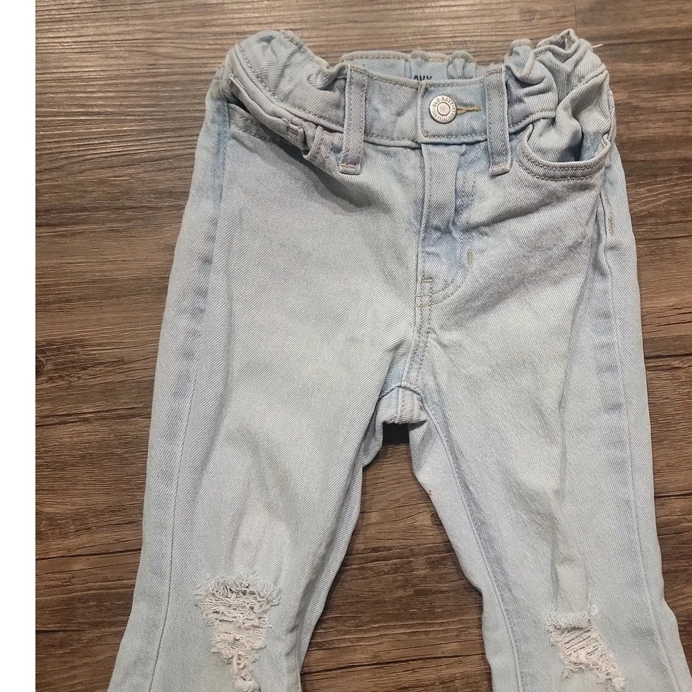 Old Navy Girls Light Wash Distressed High Rise Flare Jeans Size 6